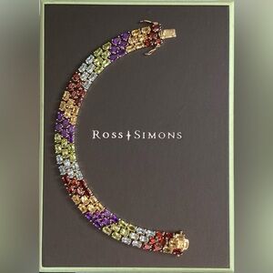 Ross Simons 925 Sterling Silver Vermeil Multi Gemstone Rainbow Bracelet sz 7 1/4
